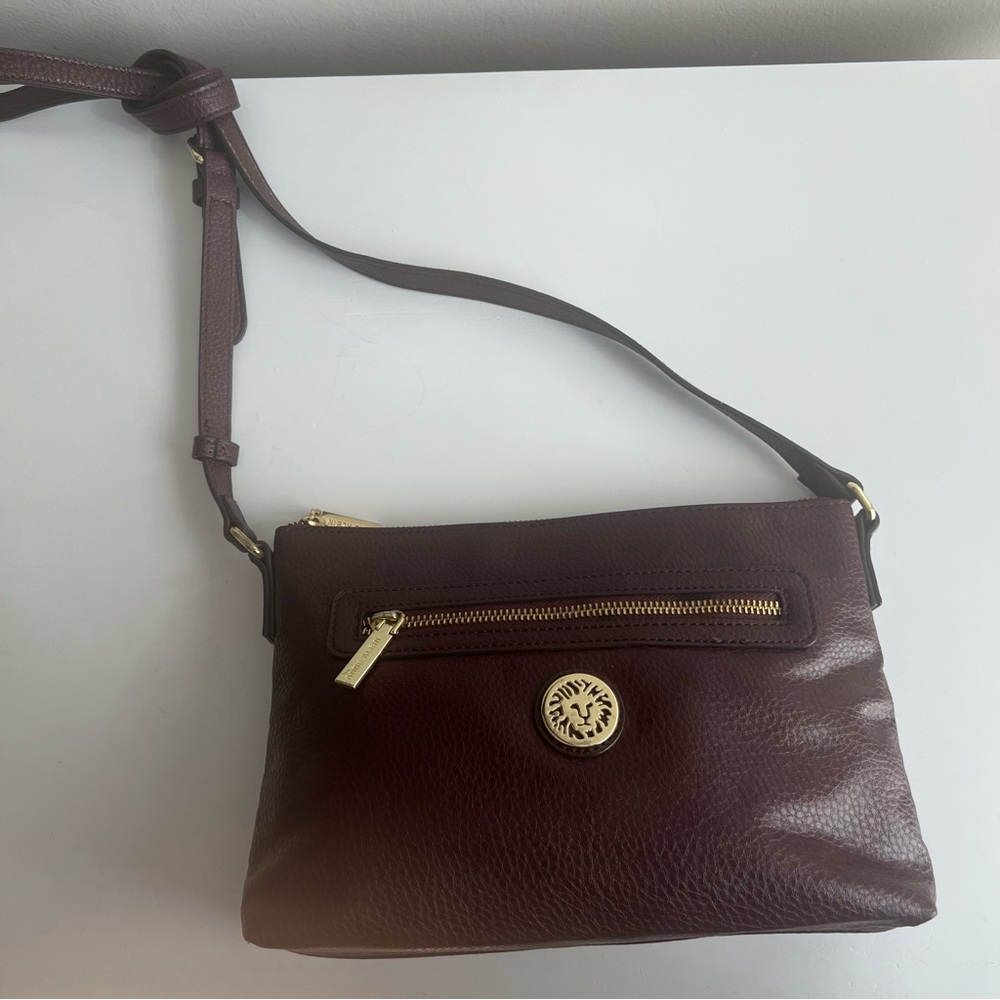 GUC Anne Klein Leather Burgundy Crossbody Purse